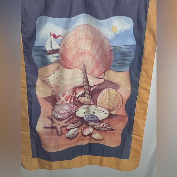 Coastal Seashells Sailboat Beach Scene Decorative Flag Nautical Porch Garden - Picture 2 of 5